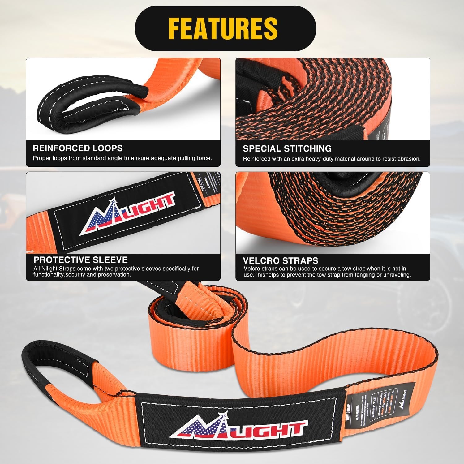 Nilight Offroad Recovery Kit 3 - D Ring Strap review and price